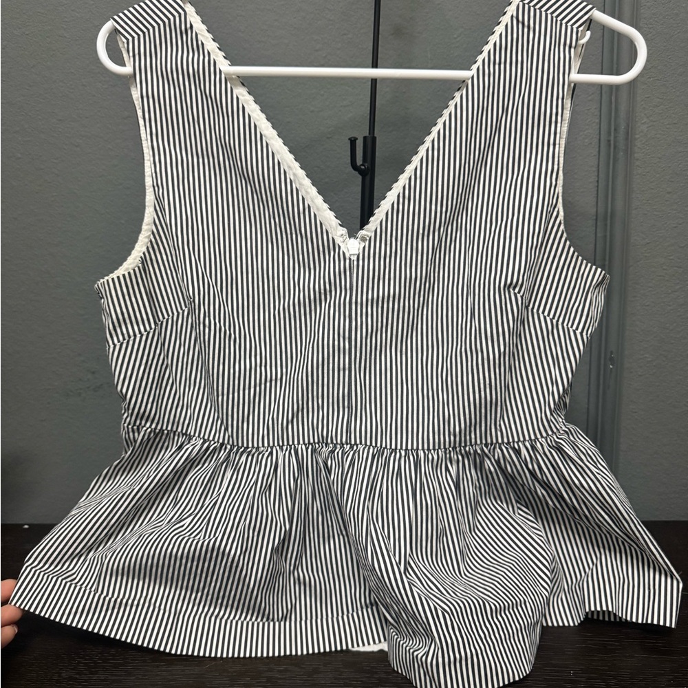 J. Crew Black and White Striped Top